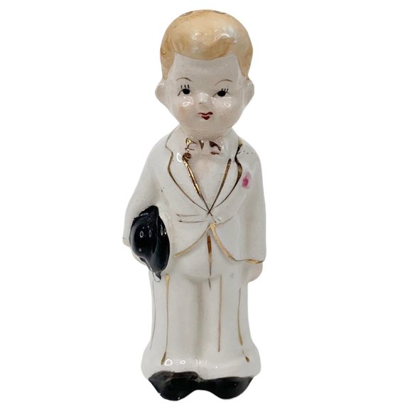 Vintage Salt Pepper Shaker Set Bride Groom Wedding Cake Topper Couple Japan MCM - Picture 8 of 13